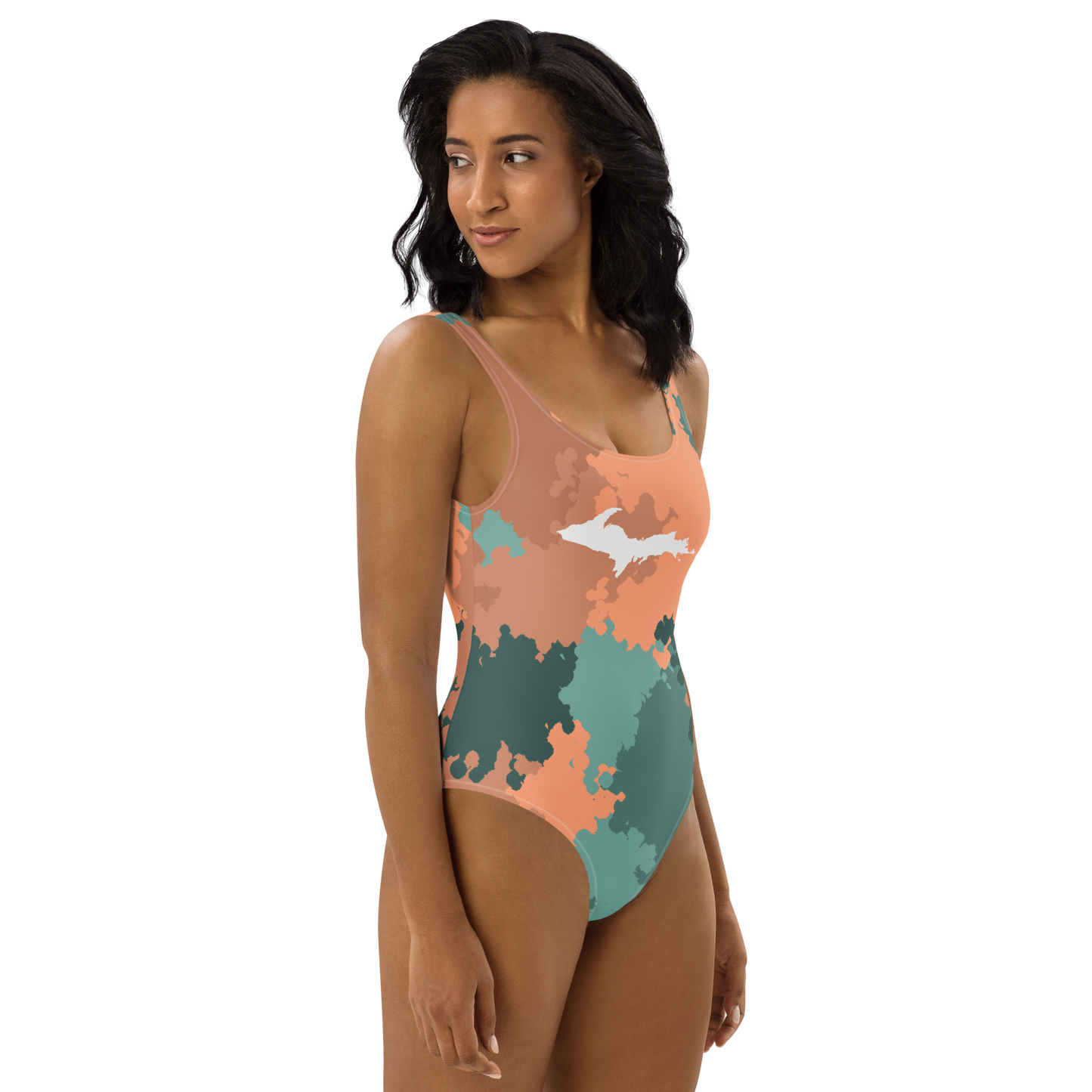 Michigan Upper Peninsula One-Piece Swimsuit (w/ UP Outline) | Copper Country Camo