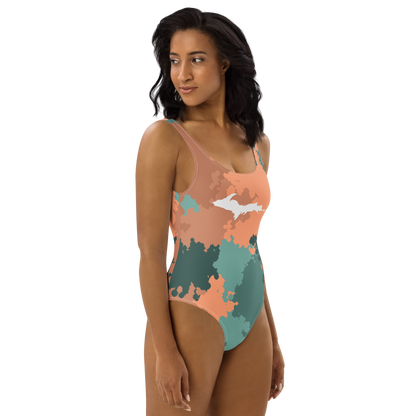 Michigan Upper Peninsula One-Piece Swimsuit (w/ UP Outline) | Copper Country Camo