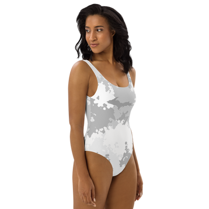 Michigan Upper Peninsula One-Piece Swimsuit (w/ UP Outline) | Snow Camo