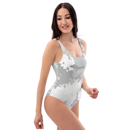 Michigan Upper Peninsula One-Piece Swimsuit (w/ UP Outline) | Snow Camo