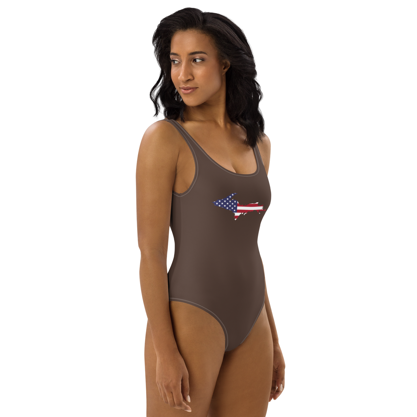 Michigan Upper Peninsula One-Piece Swimsuit (w/ UP USA Flag) | Hickory Color