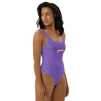 Michigan Upper Peninsula One-Piece Swimsuit (w/ UP USA Flag) | Lake Iris