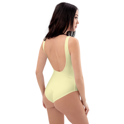 Michigan Upper Peninsula One-Piece Swimsuit (w/ Copper Outline) | Canary Yellow