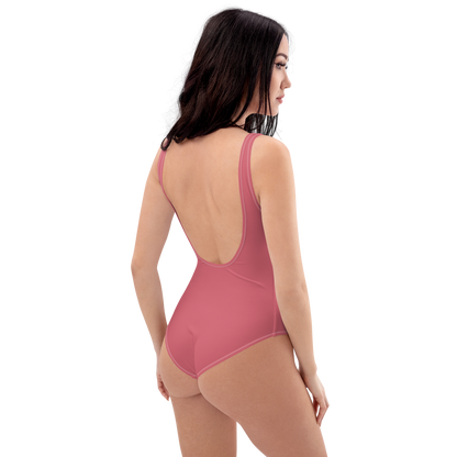 Michigan Upper Peninsula One-Piece Swimsuit (w/ UP Outline) | Watermelon Pink