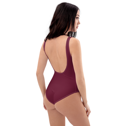 Michigan Upper Peninsula One-Piece Swimsuit (w/ UP Outline) | Old Mission Burgundy