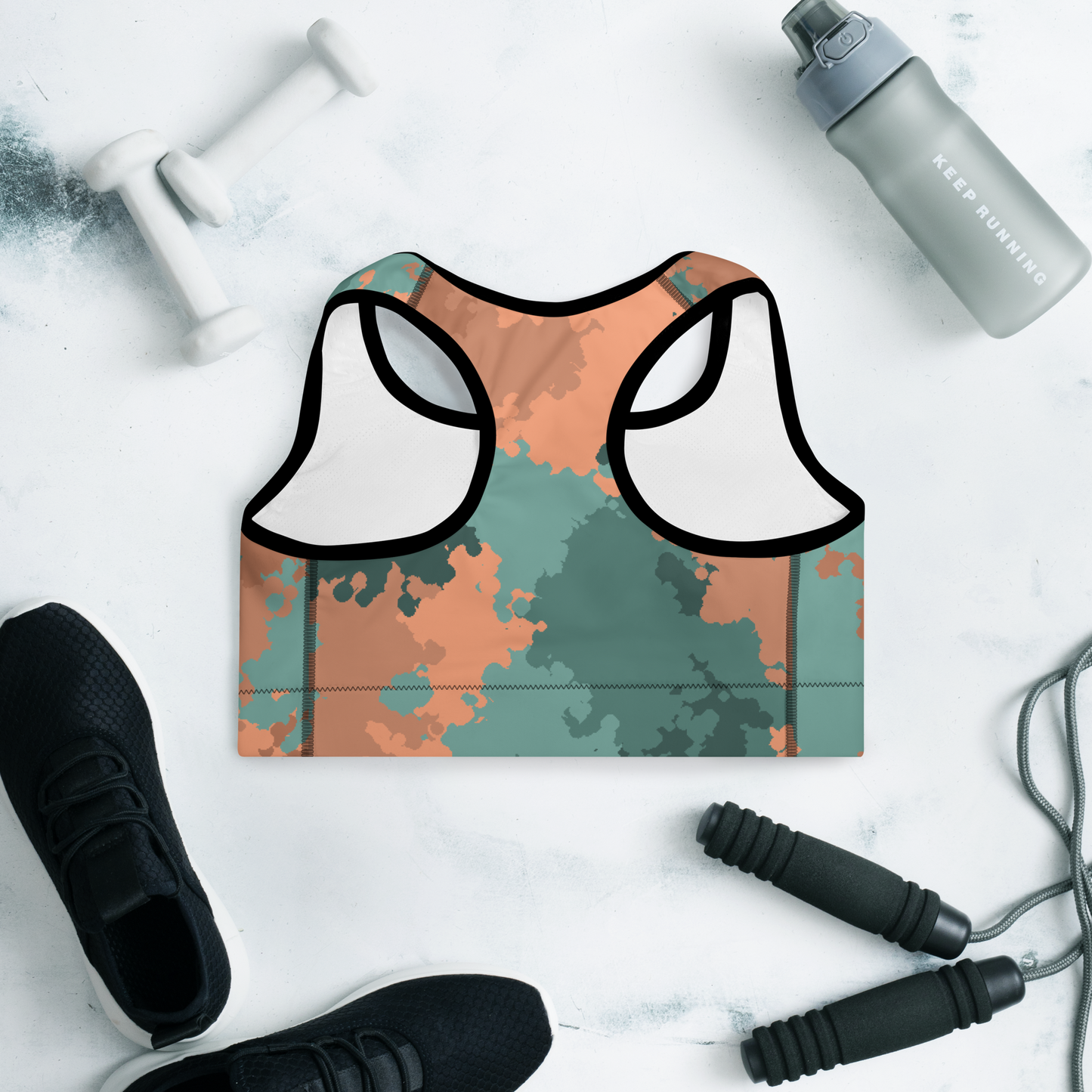 Michigan Upper Peninsula Padded Sports Bra (w/ UP Outline) | Copper Country Camo