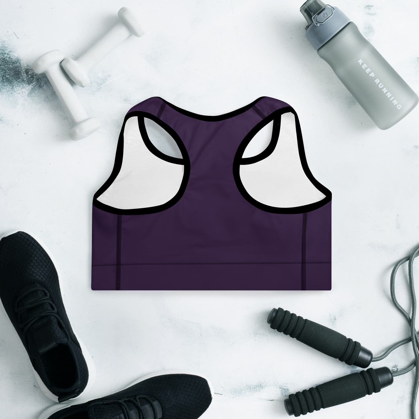 Michigan Upper Peninsula Padded Sports Bra (w/ UP Outline) | Blackcurrant Color