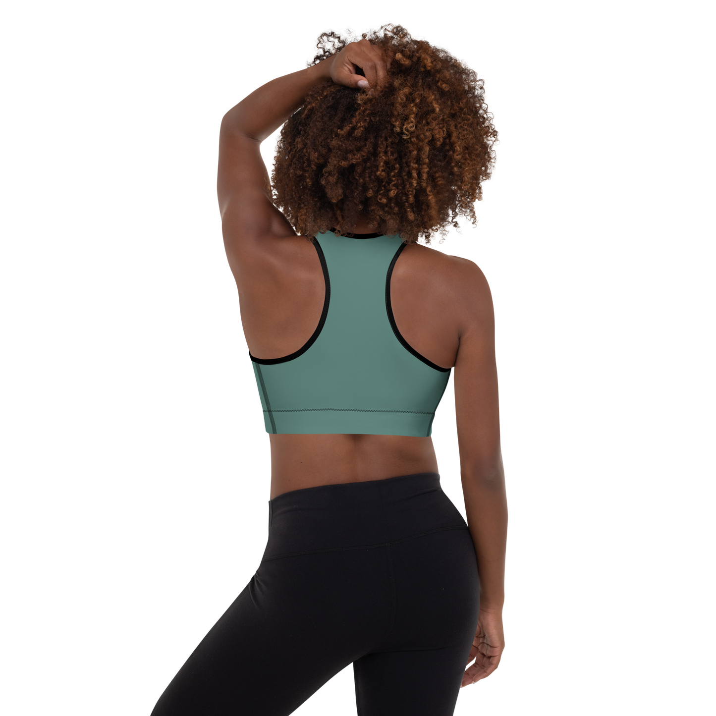 Michigan Upper Peninsula Padded Sports Bra (w/ UP Outline) | Copper Green