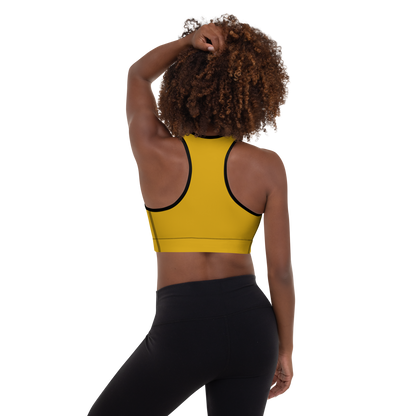 Michigan Upper Peninsula Padded Sports Bra (w/ UP Outline) | Gold