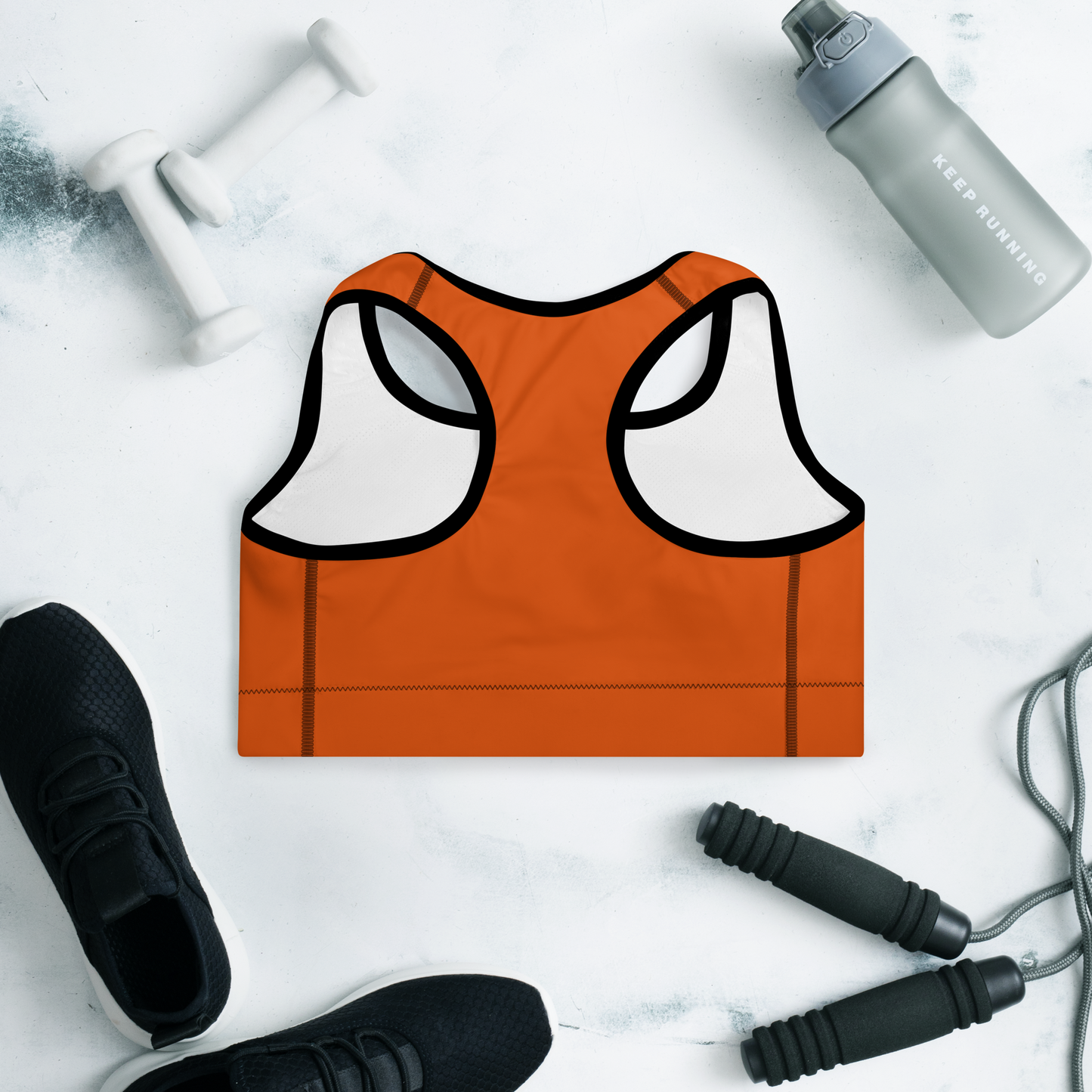 Michigan Upper Peninsula Padded Sports Bra (w/ UP Outline) | Maple Leaf Orange