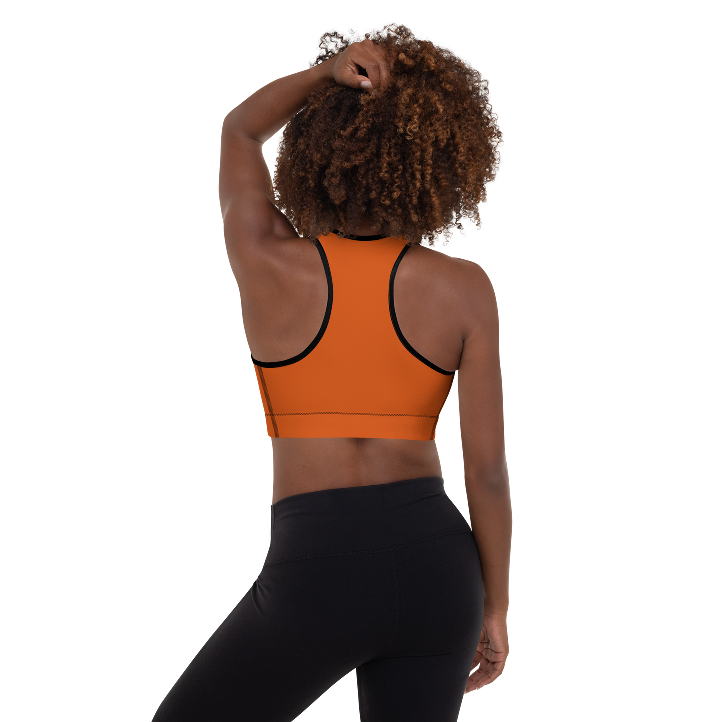 Michigan Upper Peninsula Padded Sports Bra (w/ UP Outline) | Maple Leaf Orange