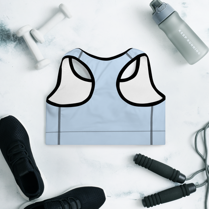 Michigan Upper Peninsula Padded Sports Bra (w/ UP Outline) | Light Blue