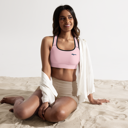 Michigan Upper Peninsula Padded Sports Bra (w/ UP Outline) | Pale Pink