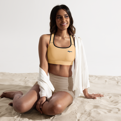 Michigan Upper Peninsula Padded Sports Bra (w/ UP Outline) | Pale Apricot