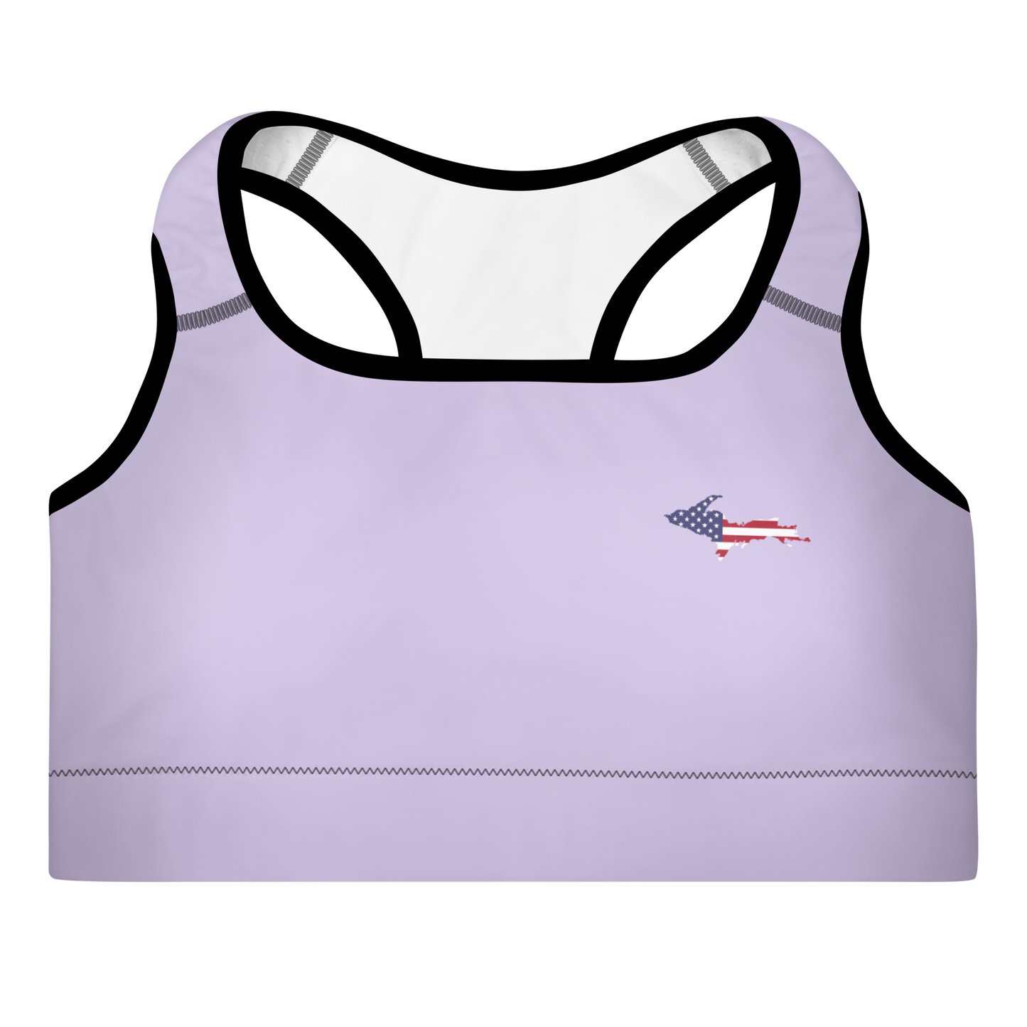 Michigan Upper Peninsula Padded Sports Bra (w/ UP USA Flag Outline) | Lavender