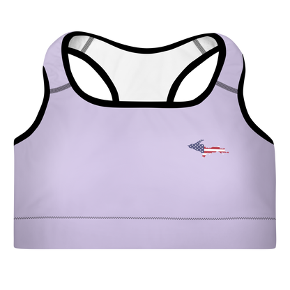 Michigan Upper Peninsula Padded Sports Bra (w/ UP USA Flag Outline) | Lavender