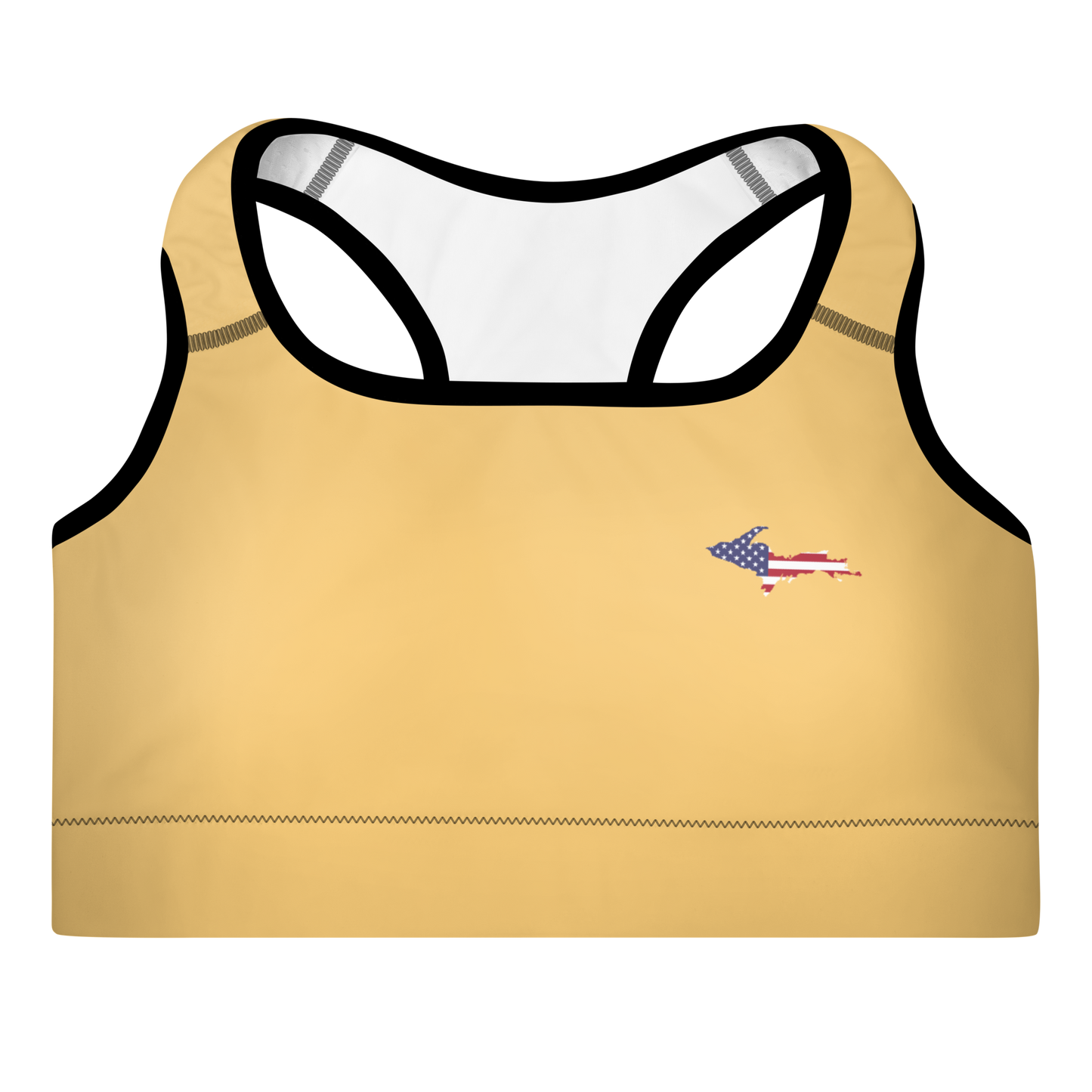 Michigan Upper Peninsula Padded Sports Bra (w/ UP USA Flag Outline) | Citrine