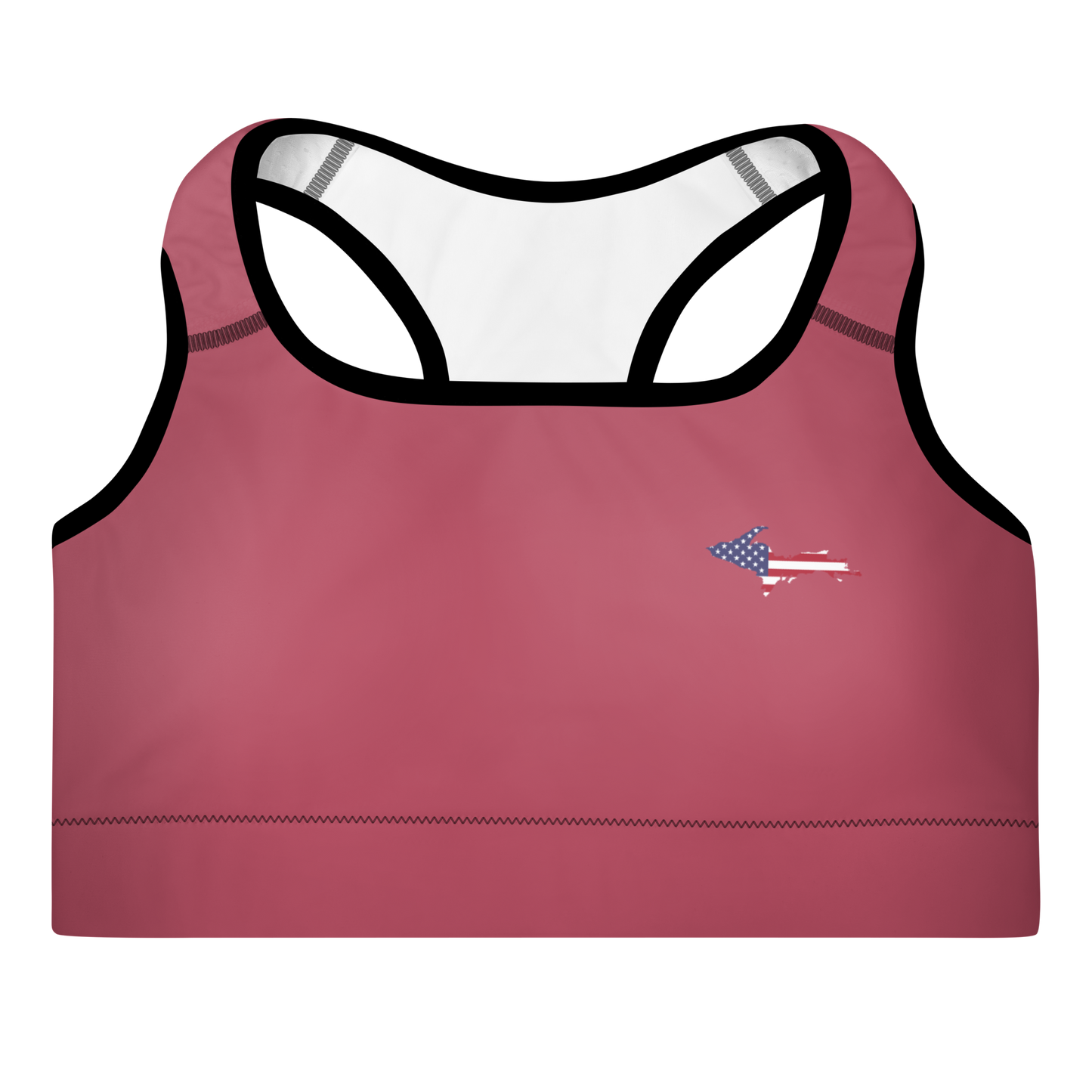 Michigan Upper Peninsula Padded Sports Bra (w/ UP USA Flag Outline) | Popstar Pink