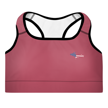 Michigan Upper Peninsula Padded Sports Bra (w/ UP USA Flag Outline) | Popstar Pink