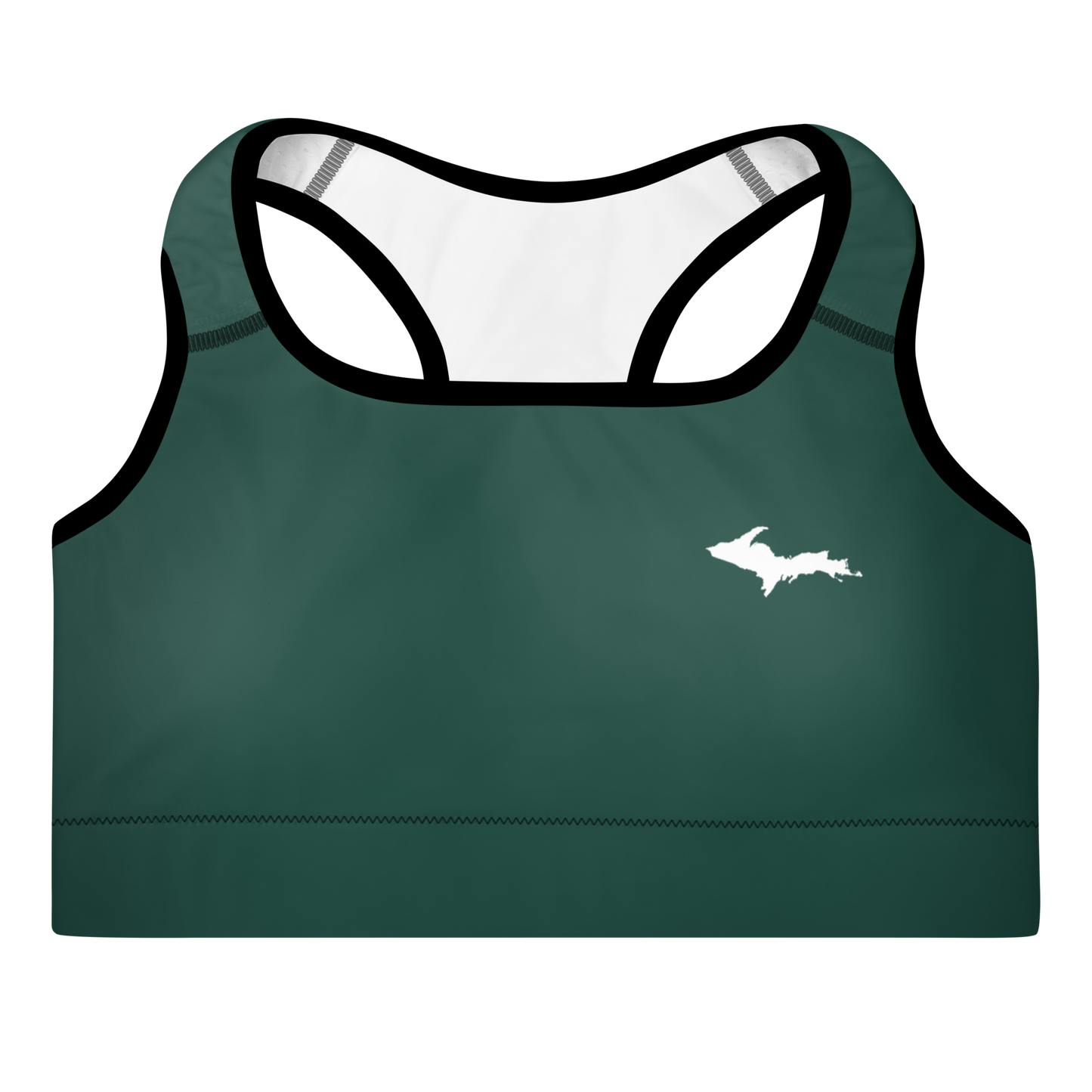 Michigan Upper Peninsula Padded Sports Bra (w/ UP Outline) | Green