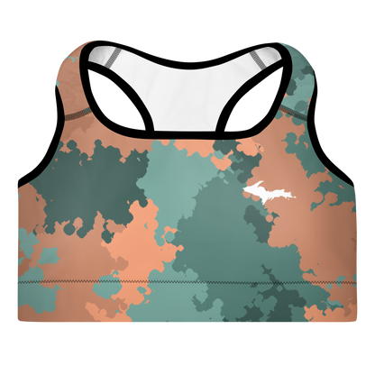 Michigan Upper Peninsula Padded Sports Bra (w/ UP Outline) | Copper Country Camo