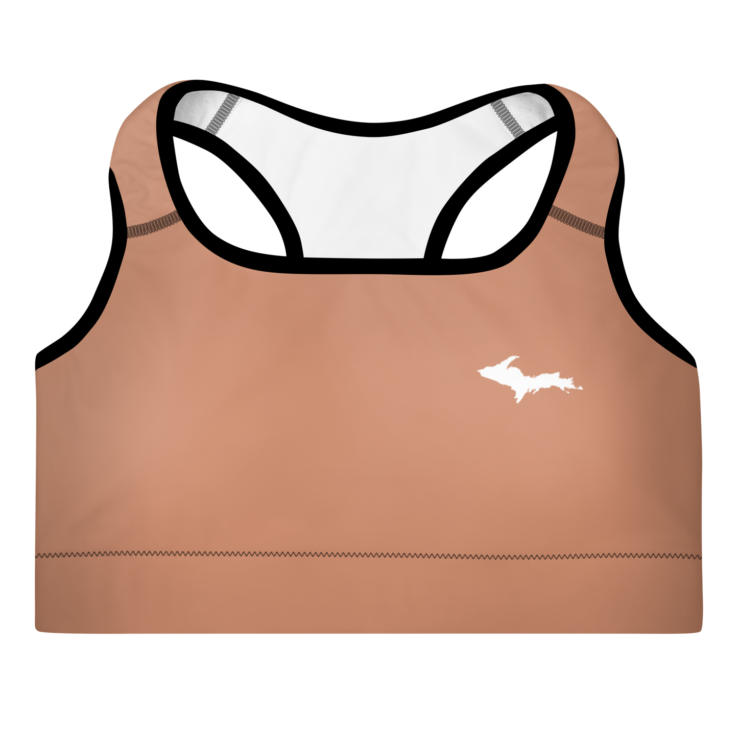 Michigan Upper Peninsula Padded Sports Bra (w/ UP Outline) | Copper Color