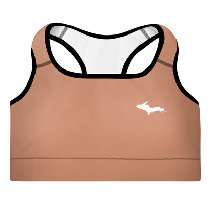 Michigan Upper Peninsula Padded Sports Bra (w/ UP Outline) | Copper Color