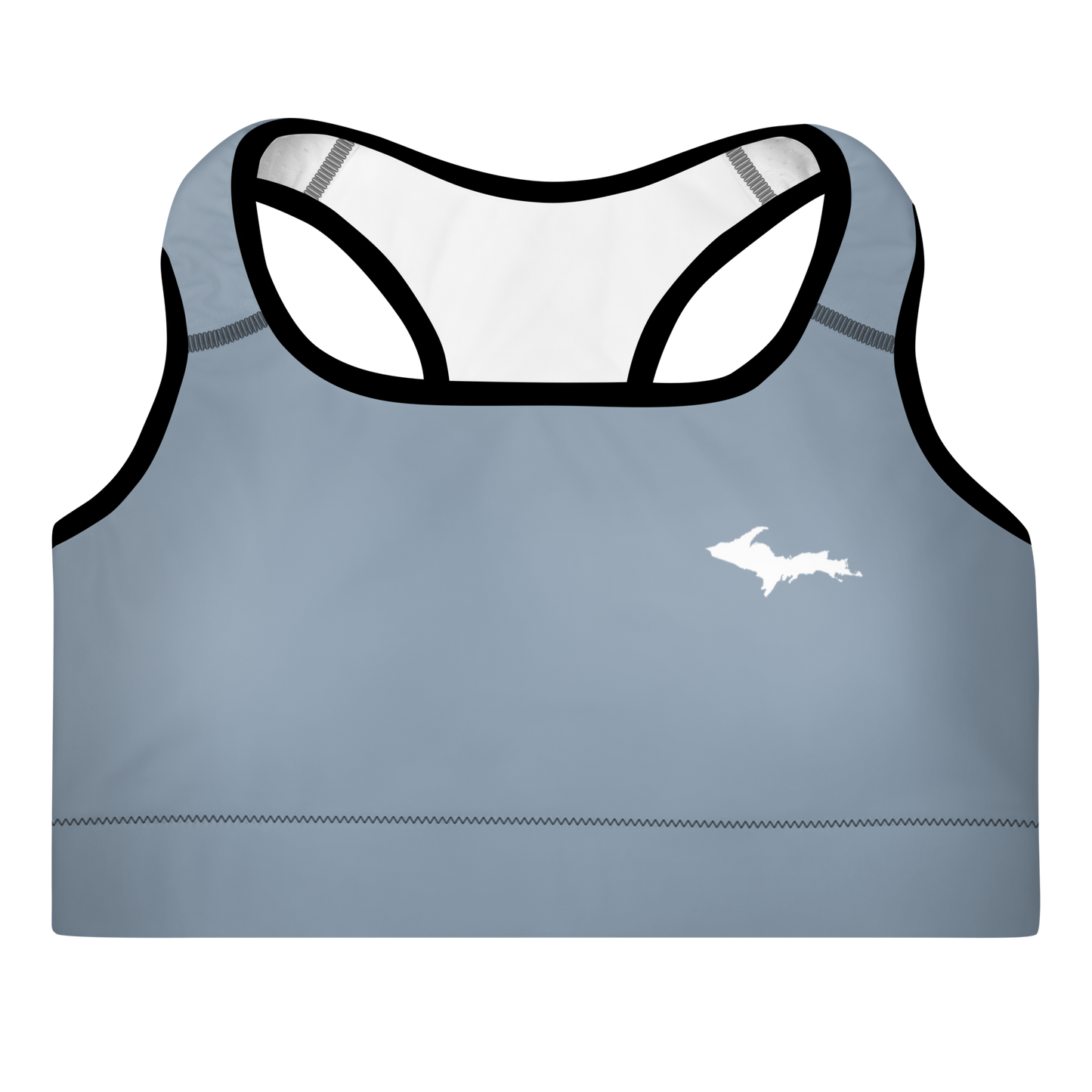 Michigan Upper Peninsula Padded Sports Bra (w/ UP Outline) | B-24 Liberator Grey