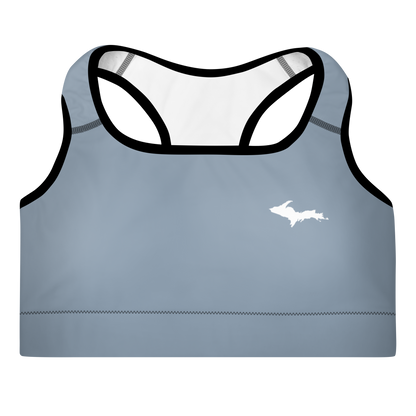 Michigan Upper Peninsula Padded Sports Bra (w/ UP Outline) | B-24 Liberator Grey