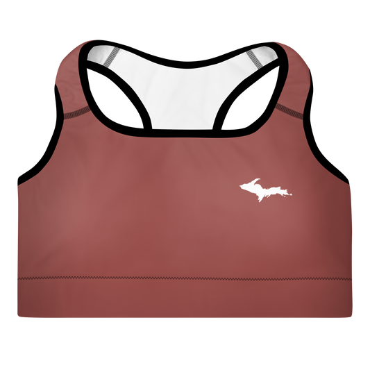 Michigan Upper Peninsula Padded Sports Bra (w/ UP Outline) | Ore Dock Red