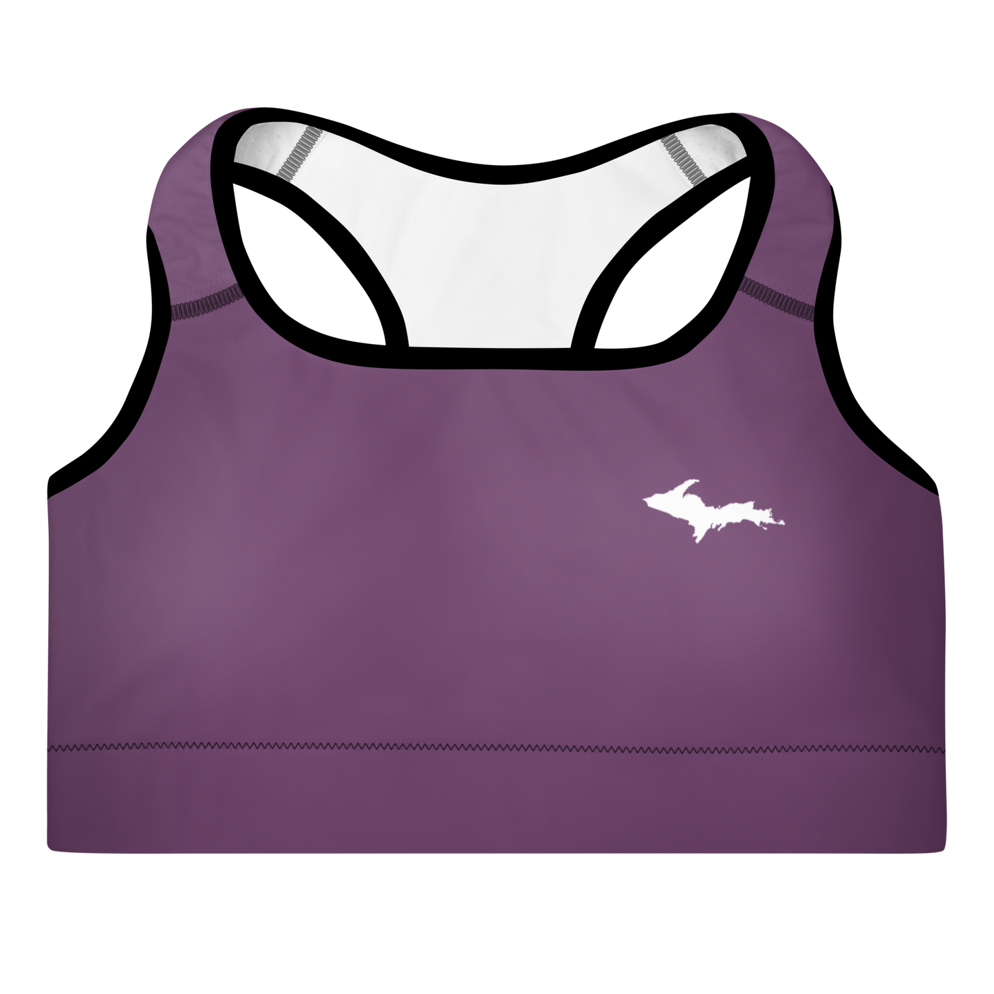 Michigan Upper Peninsula Padded Sports Bra (w/ UP Outline) | Plum