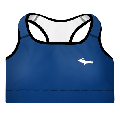 Michigan Upper Peninsula Padded Sports Bra (w/ UP Outline) | Dearborn Blue