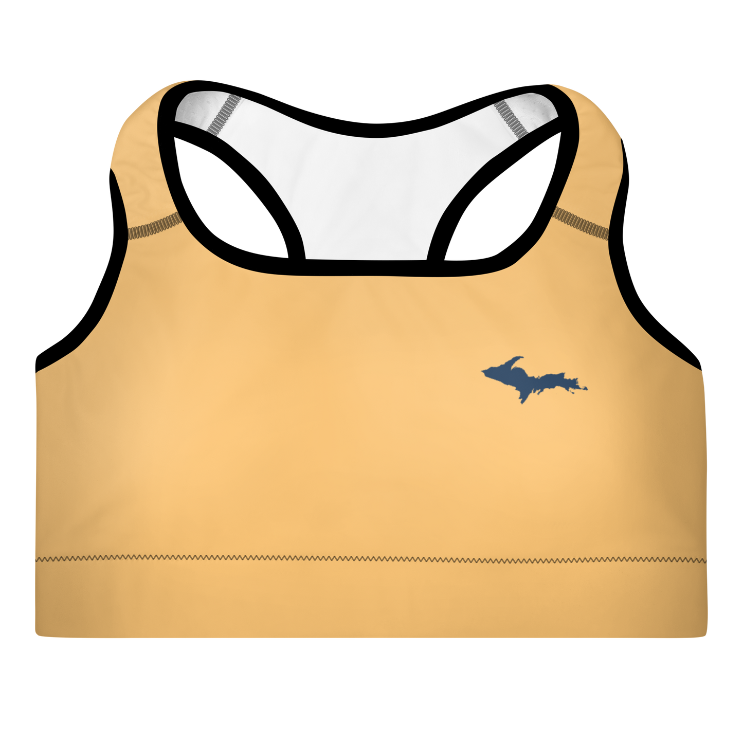 Michigan Upper Peninsula Padded Sports Bra (w/ UP Outline) | Apricot