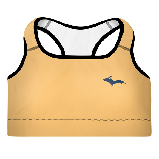 Michigan Upper Peninsula Padded Sports Bra (w/ UP Outline) | Apricot