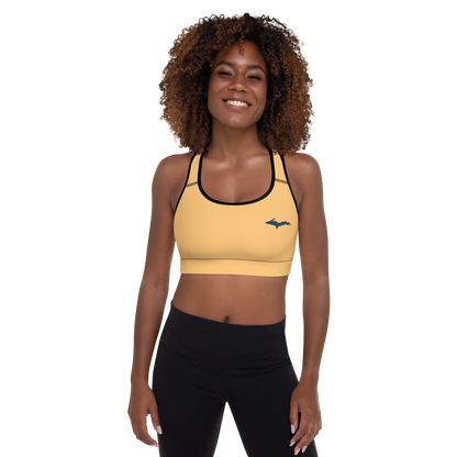 Michigan Upper Peninsula Padded Sports Bra (w/ UP Outline) | Apricot