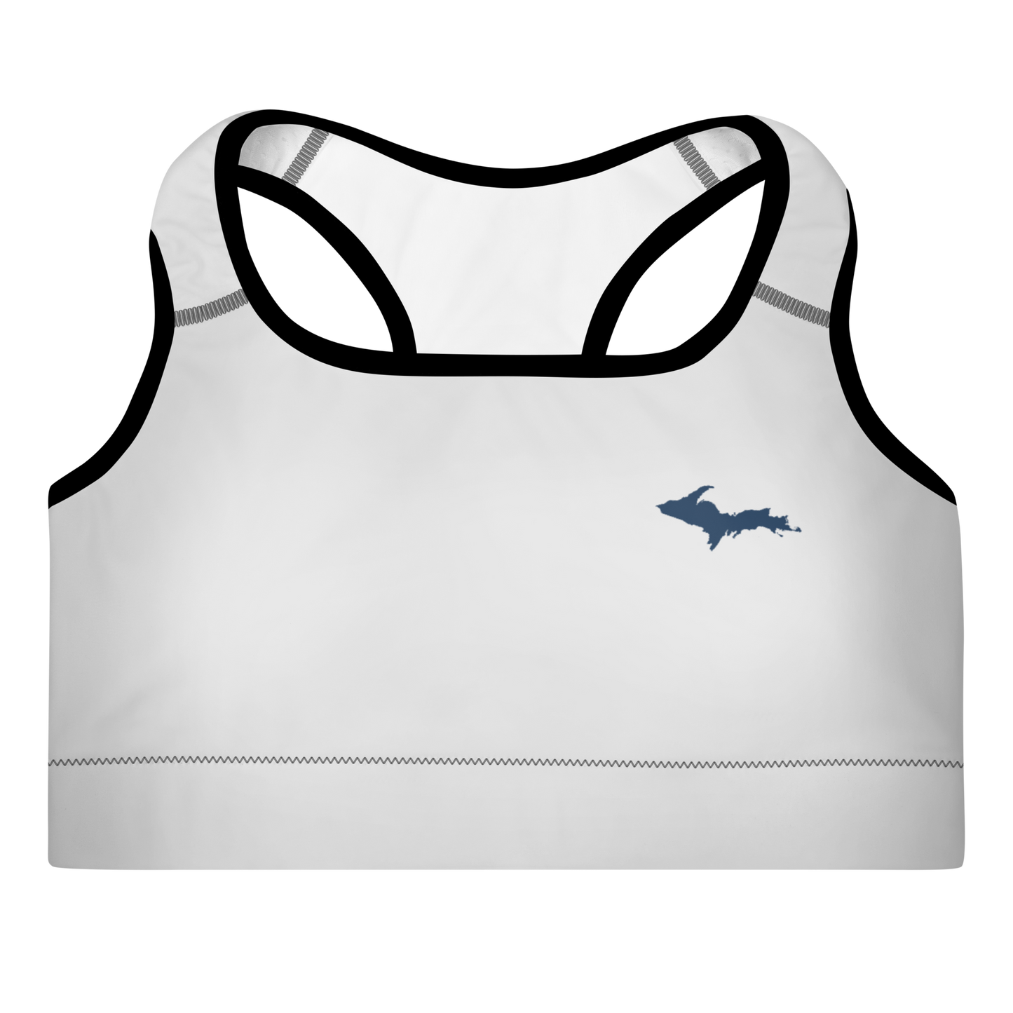 Michigan Upper Peninsula Padded Sports Bra (w/ UP Outline) | Birch Bark White