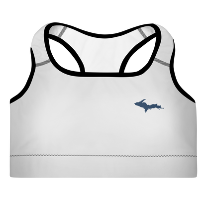 Michigan Upper Peninsula Padded Sports Bra (w/ UP Outline) | Birch Bark White