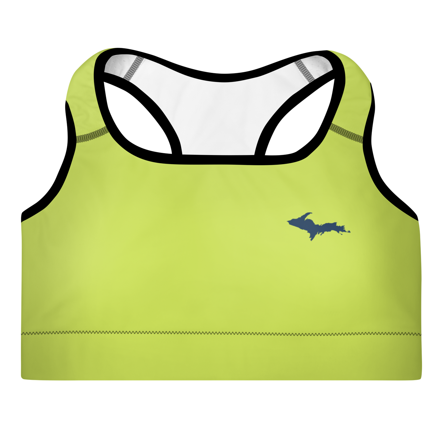 Michigan Upper Peninsula Padded Sports Bra (w/ UP Outline) | Gooseberry Green