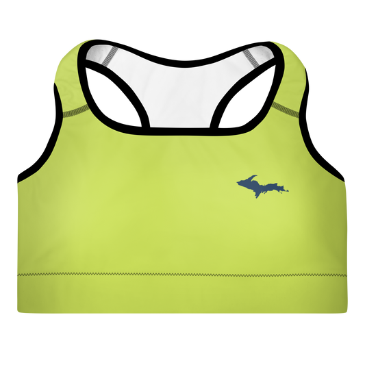 Michigan Upper Peninsula Padded Sports Bra (w/ UP Outline) | Gooseberry Green