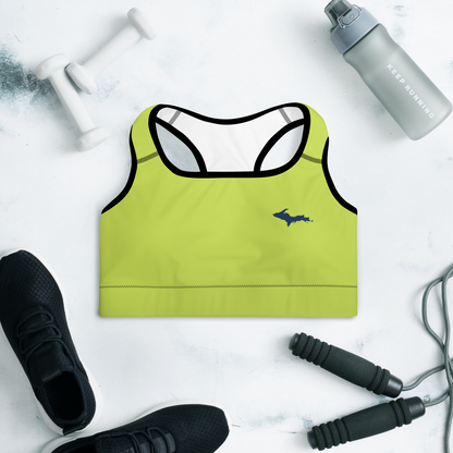 Michigan Upper Peninsula Padded Sports Bra (w/ UP Outline) | Gooseberry Green