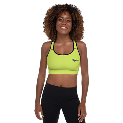 Michigan Upper Peninsula Padded Sports Bra (w/ UP Outline) | Gooseberry Green