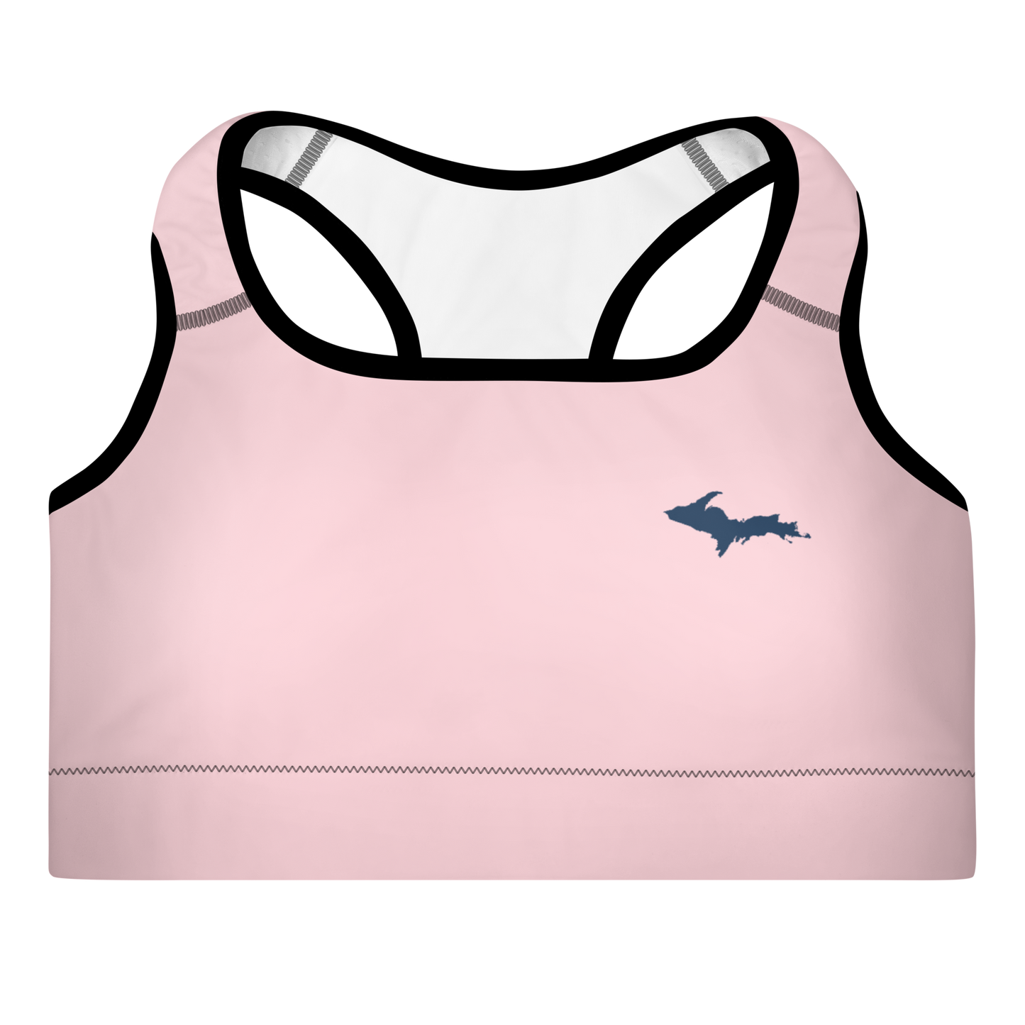 Michigan Upper Peninsula Padded Sports Bra (w/ UP Outline) | Pale Pink