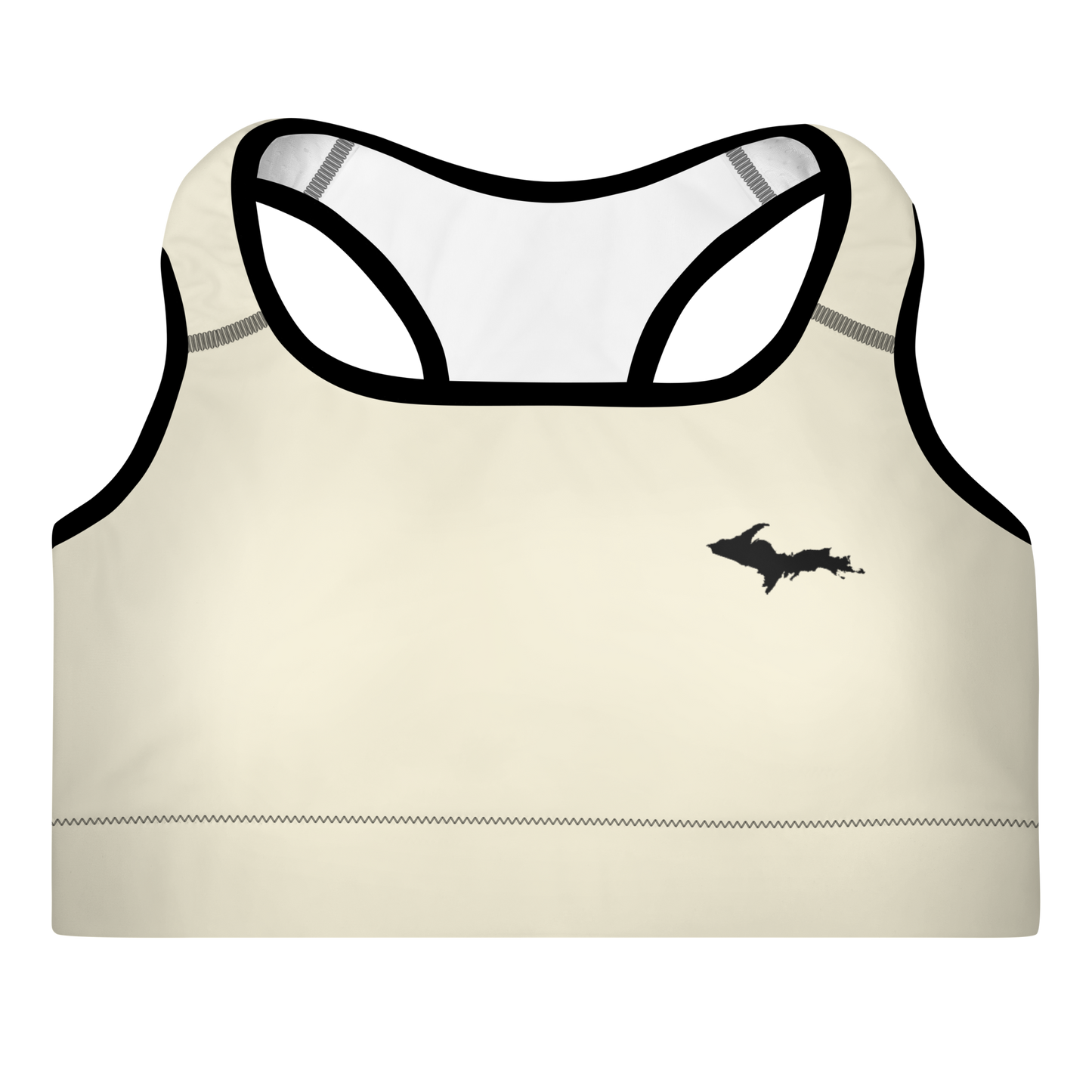 Michigan Upper Peninsula Padded Sports Bra (w/ UP Outline) | Ivory