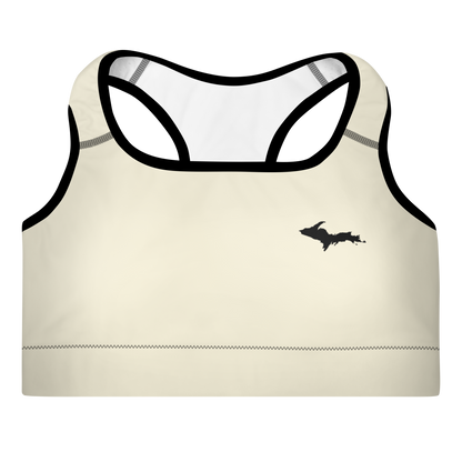 Michigan Upper Peninsula Padded Sports Bra (w/ UP Outline) | Ivory