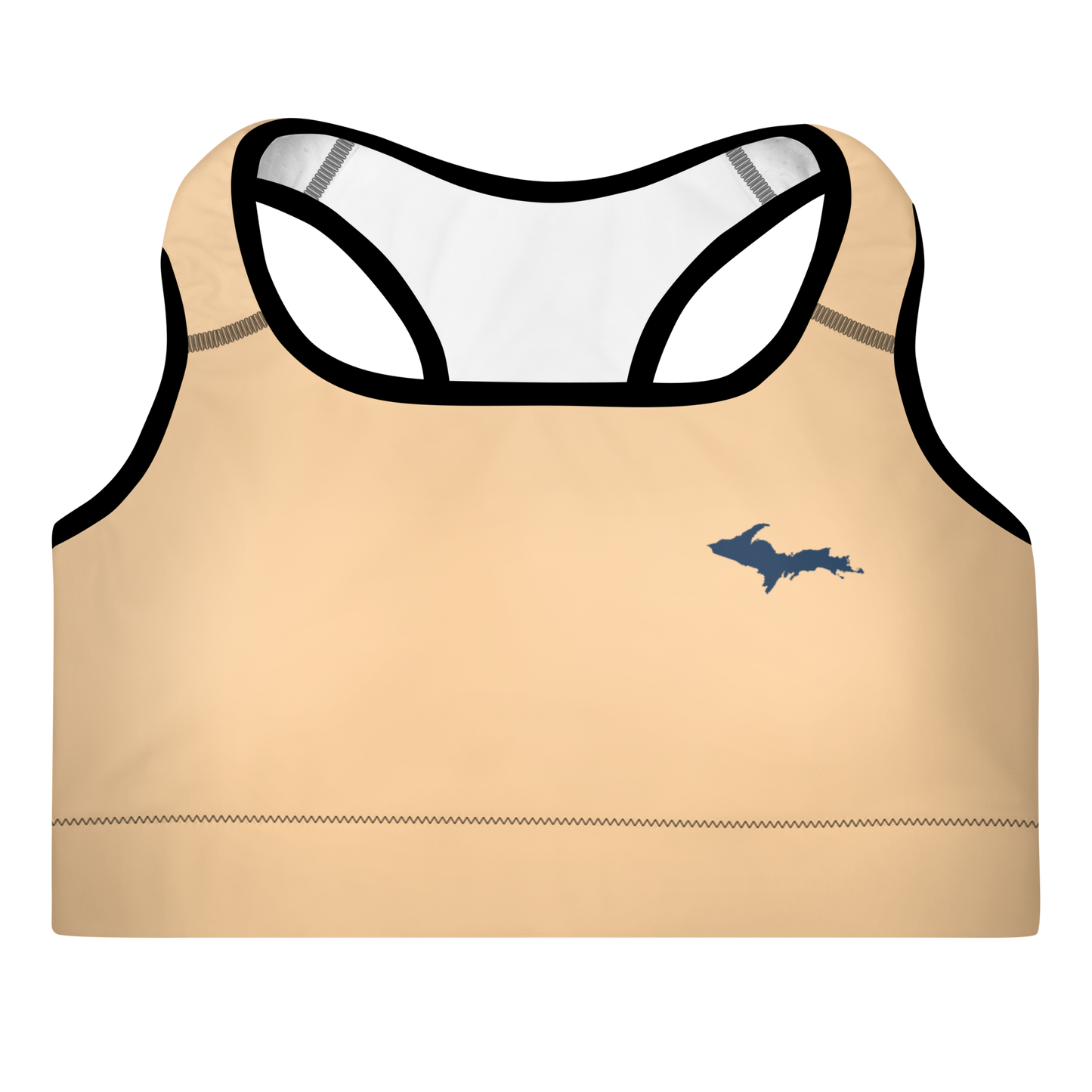 Michigan Upper Peninsula Padded Sports Bra (w/ UP Outline) | Pale Apricot