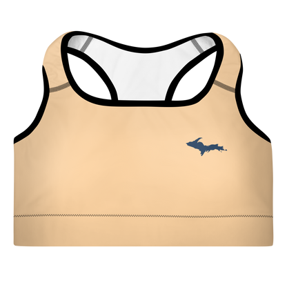 Michigan Upper Peninsula Padded Sports Bra (w/ UP Outline) | Pale Apricot