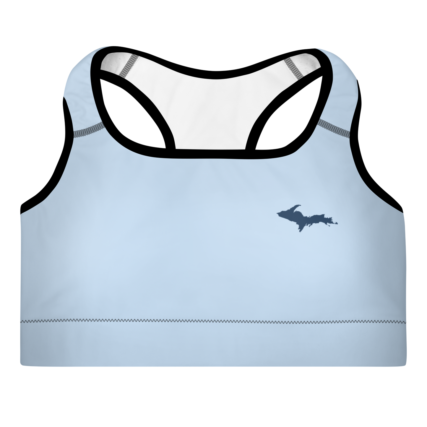 Michigan Upper Peninsula Padded Sports Bra (w/ UP Outline) | Light Blue