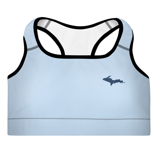 Michigan Upper Peninsula Padded Sports Bra (w/ UP Outline) | Light Blue