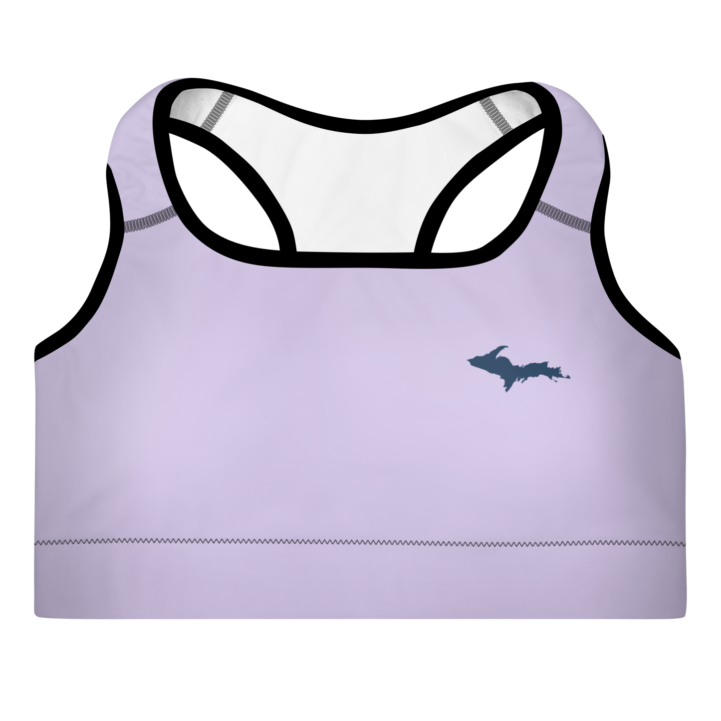 Michigan Upper Peninsula Padded Sports Bra (w/ UP Outline) | Lavender