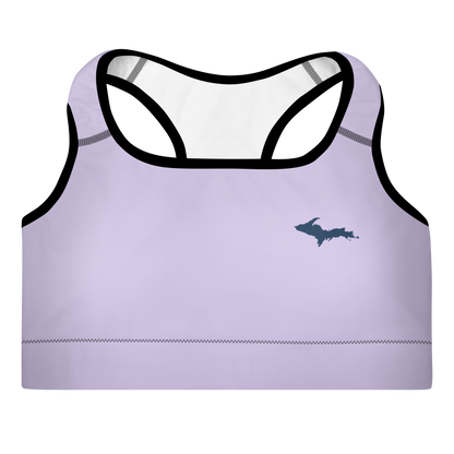 Michigan Upper Peninsula Padded Sports Bra (w/ UP Outline) | Lavender